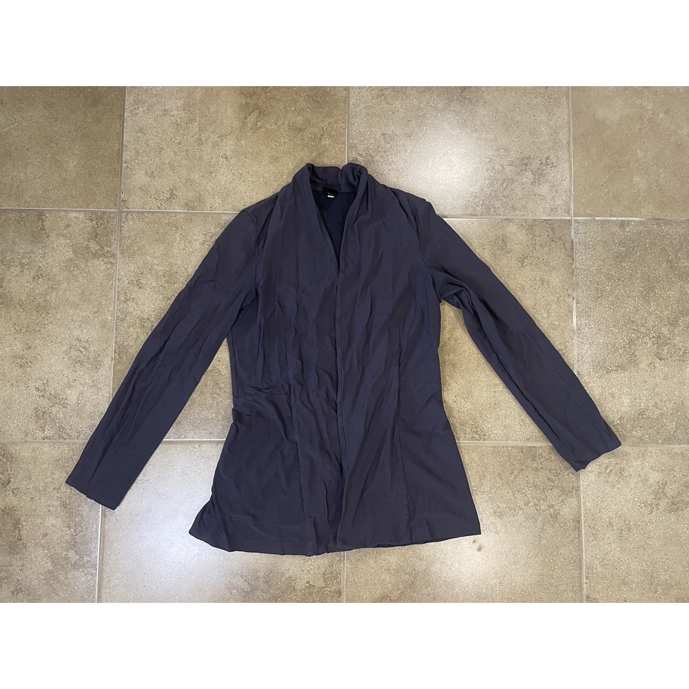 Eileen Fisher Black Cardigan Open Front Womens Sz S Long Sleeve Made USA